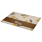 Gold House Keys on Pink Schneidebrett (Ecke)