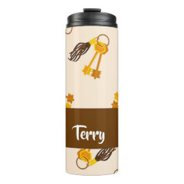 Gold House Keys on Pink Thermosbecher