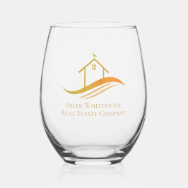 Gold House Logo für Real Anwesen Company Weinglas Ohne Stiel
