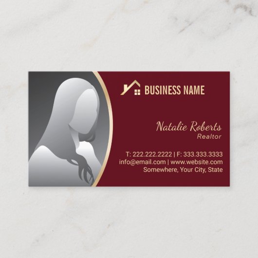 Gold House Logo Real Anwesen Realtor Red Foto Visitenkarte (Vorderseite)