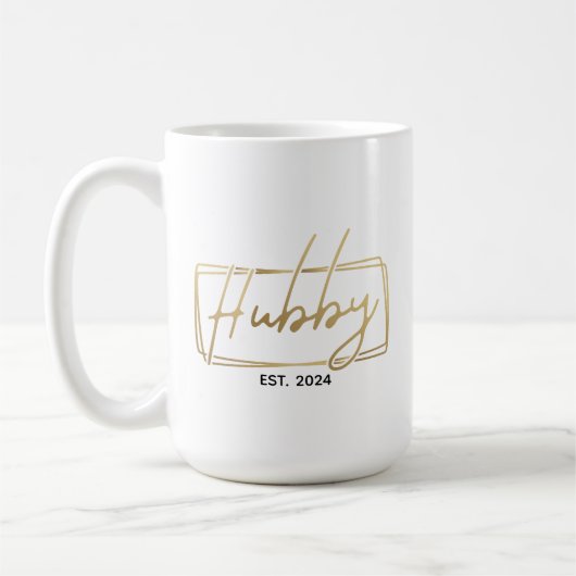 Gold Hubby Custom EST Year Wedding Anniversary Kaffeetasse (Links)