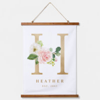 Gold Hübsches Floral Monogram Letter H Baby Kinder
