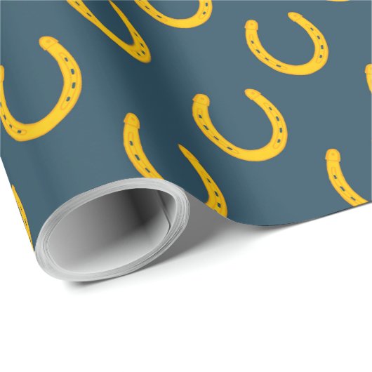 Gold Hufeisen Muster dunkle Hintergrund Geschenkpa Geschenkpapier (Rolleneckpunkt)