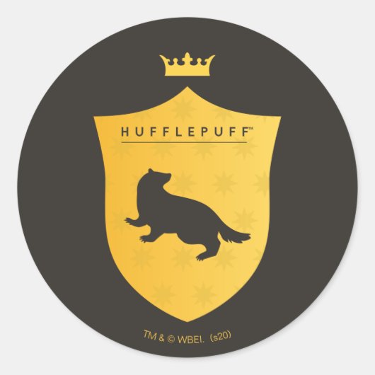 Gold HUFFLEPUFF™ Crowned Wappen Runder Aufkleber (Vorderseite)
