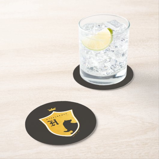 Gold HUFFLEPUFF™ Outlined Crown Wappen Runder Pappuntersetzer (Vor Ort)