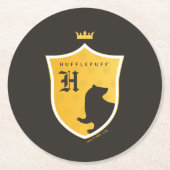 Gold HUFFLEPUFF™ Outlined Crown Wappen Runder Pappuntersetzer (Vorderseite)