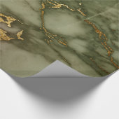 Gold Hunter Green Marble Fluid Metall Geschenkpapier (Ecke)