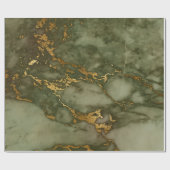 Gold Hunter Green Marble Fluid Metall Geschenkpapier (Flach)