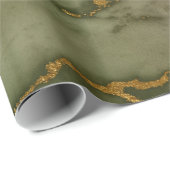 Gold Hunter Green Marble Fluid Metall Geschenkpapier (Rolleneckpunkt)