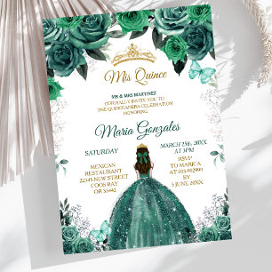 Gold & Hunter Smaragdgrün Mis Quince Einladung