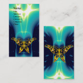 GOLD HYPER BUTTERFLY,AQUAMARIN AQUA BLAUE LIGHT WA VISITENKARTE (Vorne/Hinten)