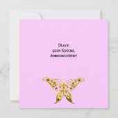GOLD HYPER BUTTERFLY, GEMSTONES Pink Wedite Einlad Einladung (Rückseite)