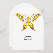 GOLD HYPER BUTTERFLY, GEMSTONES Wedding Einladung (Vorne/Hinten)