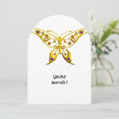 GOLD HYPER BUTTERFLY, GEMSTONES Wedding Einladung (Stehend Vorderseite)