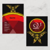 GOLD HYPER BUTTERFLY JEWEL, RED RUBY MONOGRAMM Bla Visitenkarte (Vorne/Hinten)