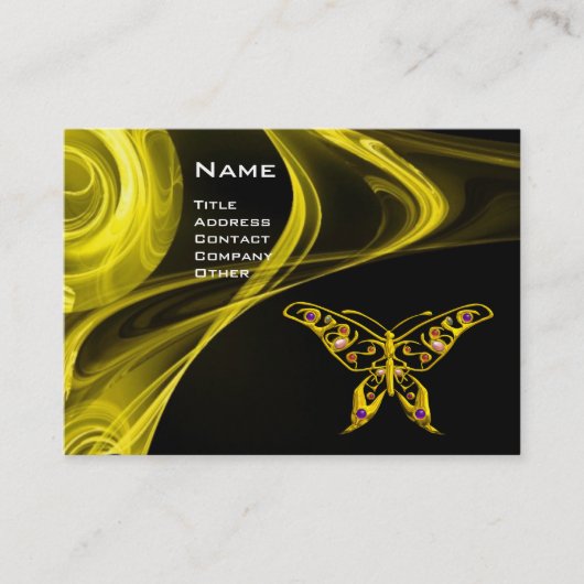 GOLD HYPER BUTTERFLY JEWEL Yellow Black Fraktal Visitenkarte (Vorderseite)
