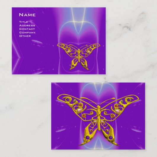 GOLD HYPER BUTTERFLY Lila Ultra Violet Lights Visitenkarte (Vorne/Hinten)