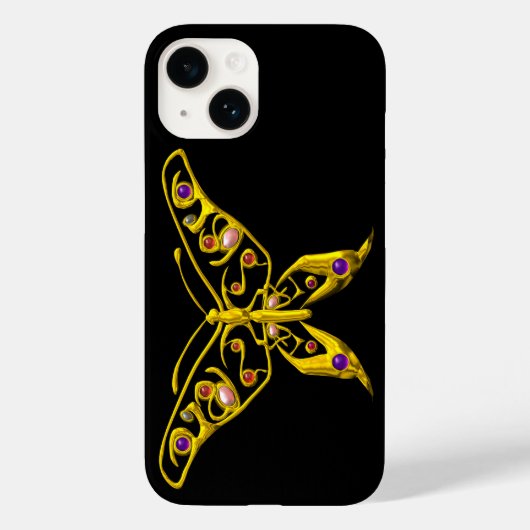 GOLD HYPER BUTTERFLY MIT GEMSTONEN Black Case-Mate iPhone Hülle (Rückseite)