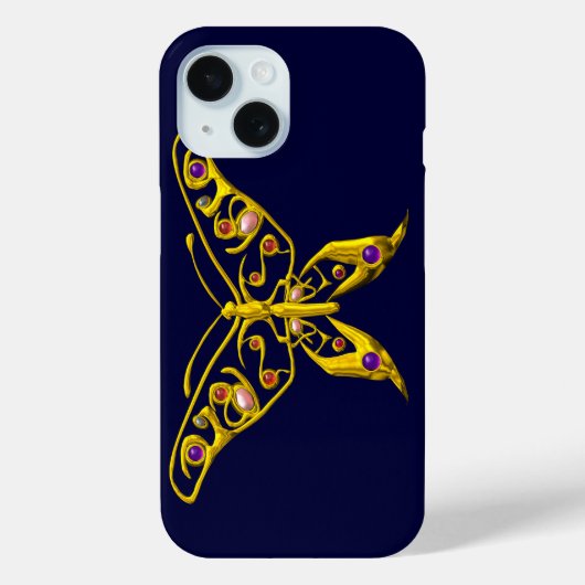 GOLD HYPER BUTTERFLY MIT GEMSTONEN, blau Case-Mate iPhone Hülle (Rückseite)