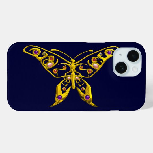GOLD HYPER BUTTERFLY MIT GEMSTONEN, blau Case-Mate iPhone Hülle (Rückseite (Horizontal))
