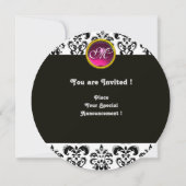 GOLD HYPER BUTTERFLY MONOGRAM, Schwarz-weißer Dama Einladung (Rückseite)