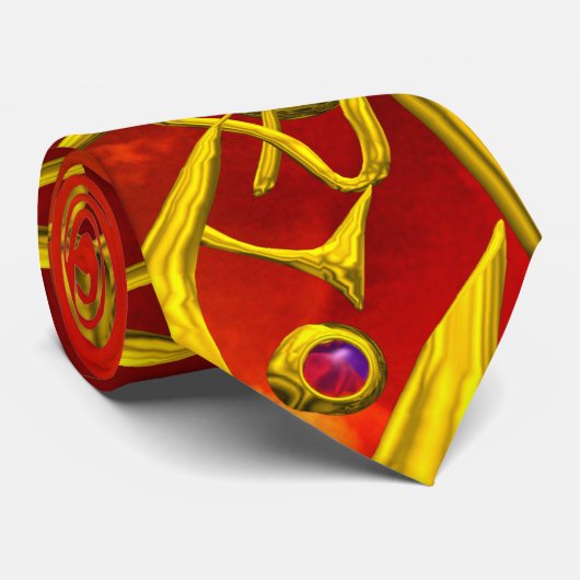 GOLD HYPER BUTTERFLY WING with GEM STONES, Red Krawatte (Gerollt)