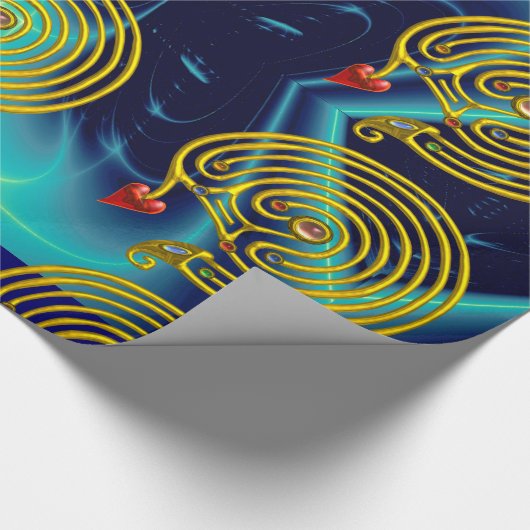 GOLD HYPER LABYRINTH, AQUAMARIN AQUA BLAUE LIGHT W GESCHENKPAPIER (Ecke)
