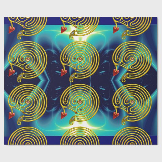 GOLD HYPER LABYRINTH, AQUAMARIN AQUA BLAUE LIGHT W GESCHENKPAPIER (Flach)