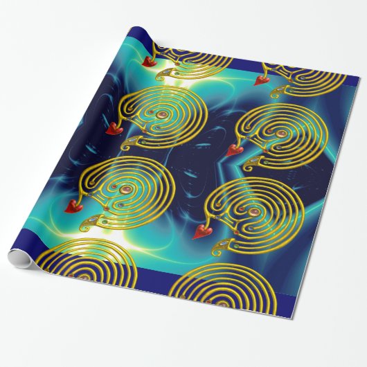 GOLD HYPER LABYRINTH, AQUAMARIN AQUA BLAUE LIGHT W GESCHENKPAPIER (Ungerollt)