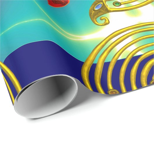 GOLD HYPER LABYRINTH, AQUAMARIN AQUA BLAUE LIGHT W GESCHENKPAPIER (Rolleneckpunkt)