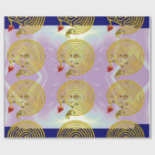 GOLD HYPER LABYRINTH / LILA AQUAMARINE LICHTWELLEN GESCHENKPAPIER (Flach)