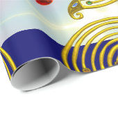 GOLD HYPER LABYRINTH / LILA AQUAMARINE LICHTWELLEN GESCHENKPAPIER (Rolleneckpunkt)