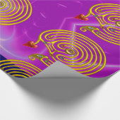 GOLD HYPER LABYRINTH / PINK FUCHSIA LIGHT WAVES GESCHENKPAPIER (Ecke)