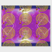 GOLD HYPER LABYRINTH / PINK FUCHSIA LIGHT WAVES GESCHENKPAPIER (Flach)