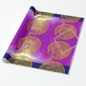 GOLD HYPER LABYRINTH / PINK FUCHSIA LIGHT WAVES GESCHENKPAPIER (Ungerollt)