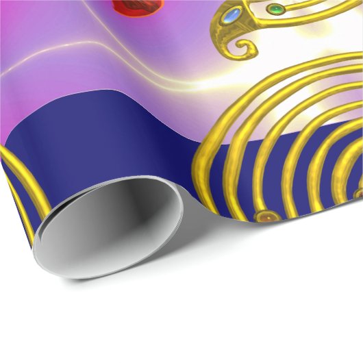 GOLD HYPER LABYRINTH / PINK FUCHSIA LIGHT WAVES GESCHENKPAPIER (Rolleneckpunkt)