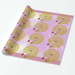 GOLD HYPER LABYRINTH Pink Valentinstag Herz Geschenkpapier