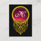 GOLD HYPER VALENTINE HEART PINK RUBY GEM MONOGRAM VISITENKARTE (Rückseite)