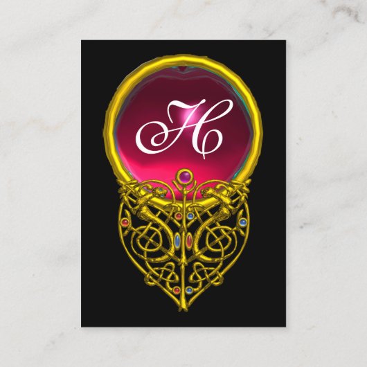 GOLD HYPER VALENTINE HEART PINK RUBY GEM MONOGRAM VISITENKARTE (Rückseite)