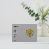 GOLD HYPER VALENTINE HERZ Gelb, grau Visitenkarte (Stehend Vorderseite)