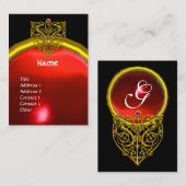 GOLD HYPER VALENTINE HERZ ROT RUBY MONOGRAMM Black Visitenkarte (Vorne/Hinten)