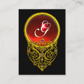 GOLD HYPER VALENTINE HERZ ROT RUBY MONOGRAMM Black Visitenkarte (Rückseite)