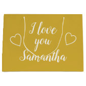 Gold I Liebe Ihr Personalisierter Name Große Geschenktüte (Vorderseite)