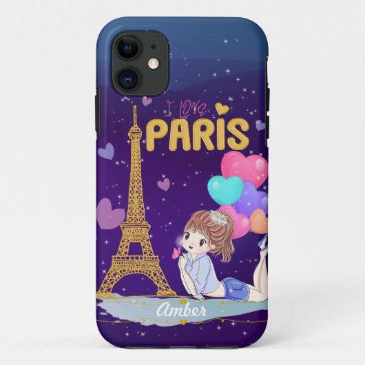 Gold I Liebe Paris Eiffelturm Case-Mate iPhone Hülle (Rückseite)