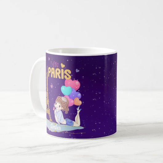 Gold I Liebe Paris Eiffelturm Kaffeetasse (Vorderseite Links)