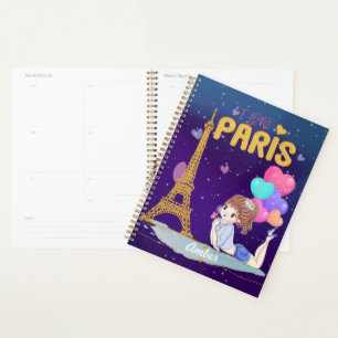 Gold I Liebe Paris Eiffelturm Planer