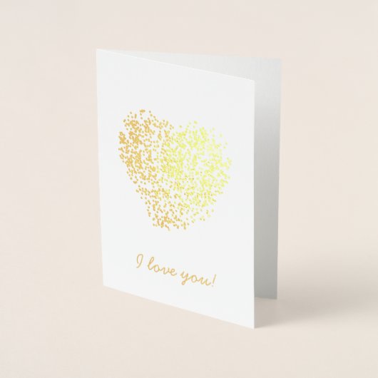 Gold I Liebe Sie Dotted Heart Folienkarte (Vorderseite)