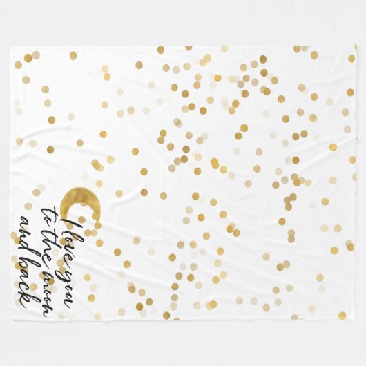 Gold I Liebe Sie zum Mond Confetti Fleecedecke (Vorderseite (Horizontal))