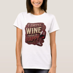 Gold I TRINKE WEIN ALSO BIN ICH GLÜCKLICH Design T-Shirt