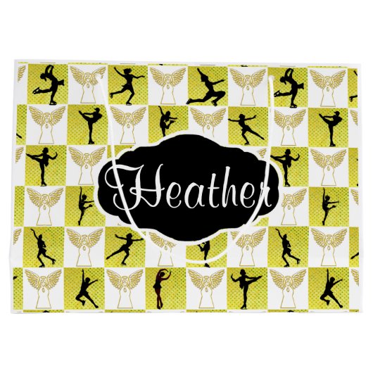 GOLD ICE SKATEN ANGEL CUSTOM CHRISTMAS GIFT BAG GROßE GESCHENKTÜTE (Rückseite)